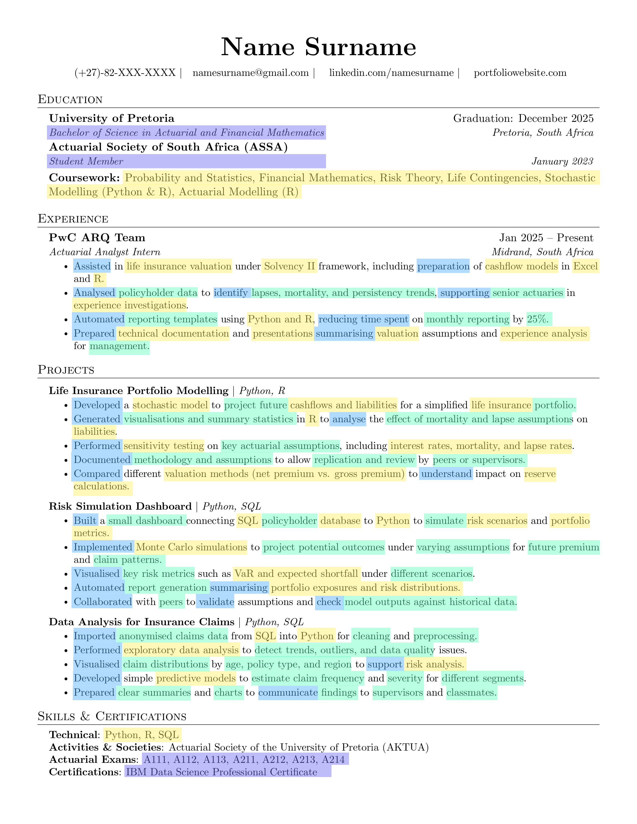 Graduate CV Template Preview